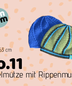 Designbeispiel Häkelanleitung Mütze mit Rippenmuster