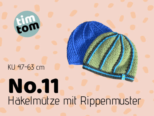 Designbeispiel Häkelanleitung Mütze mit Rippenmuster