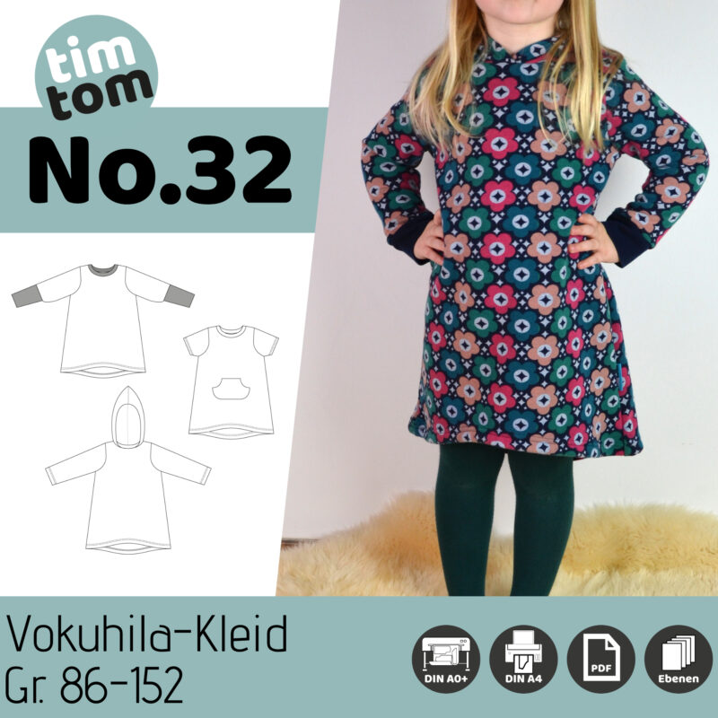timtom No.32 Sweatkleid mit Vokuhila-Saum (Lumi) [Digital]