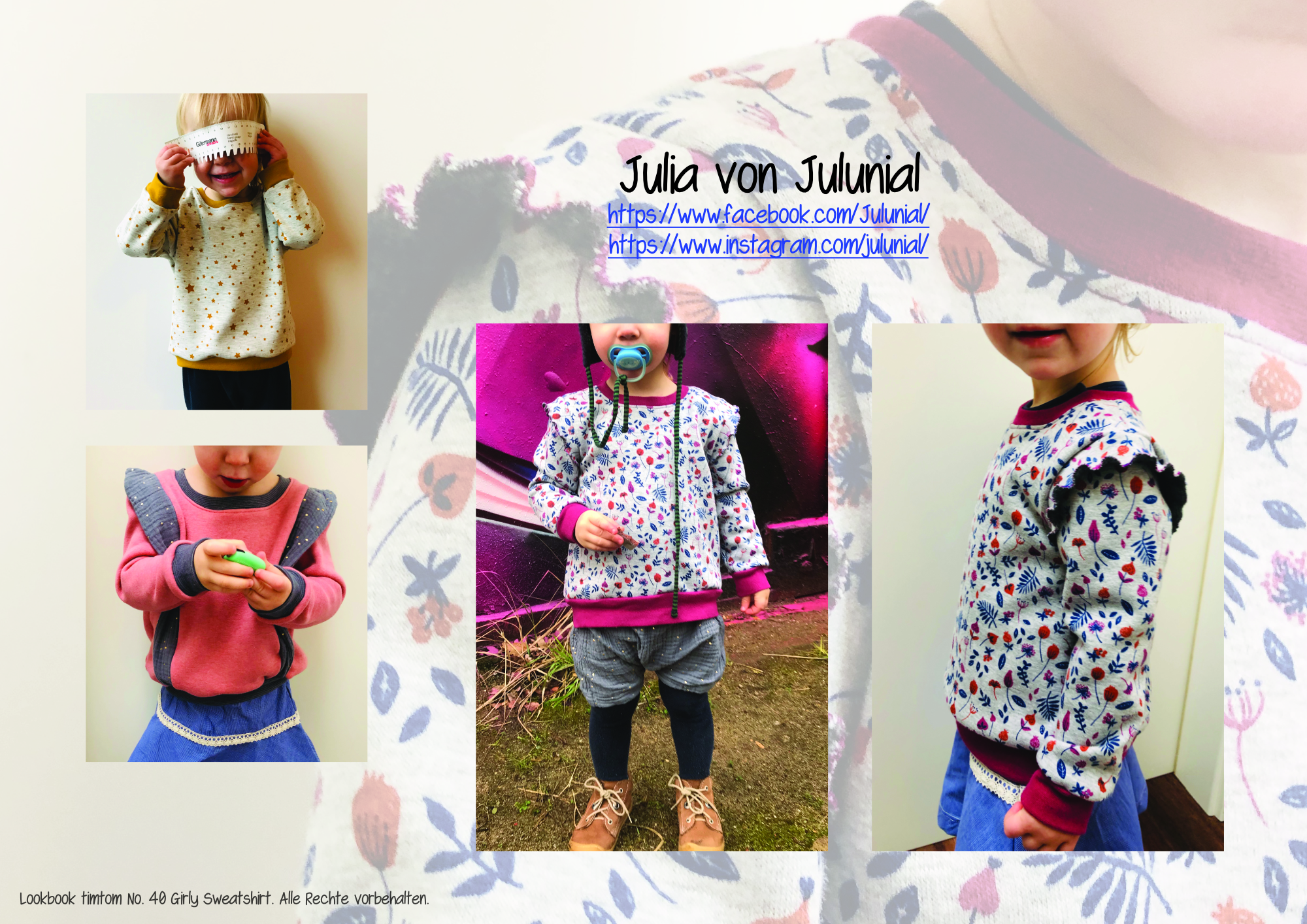 Designbeispiele zum Girly Sweatshirt timtom No.40, genäht von Julia von Julunial
